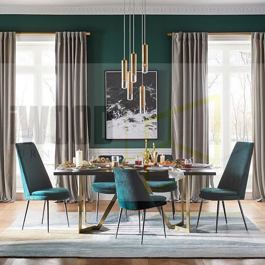 Metal base dining table set