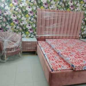 High back fabric bed