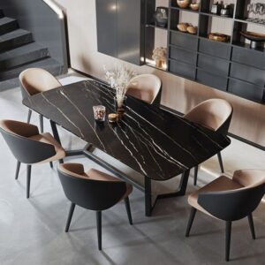 Metal wooden dining table