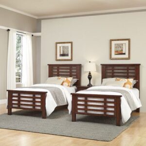 Wooden twin bed