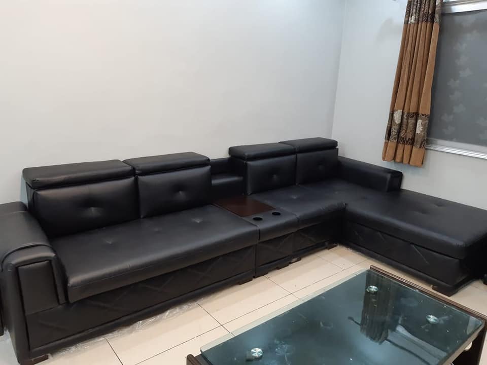 Rexine corner sofa