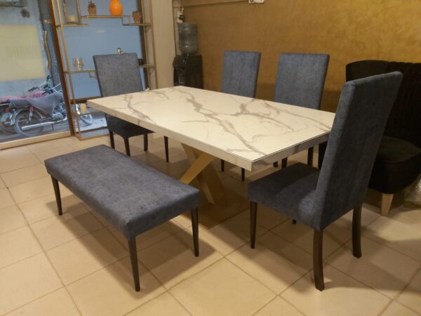 Bench style dining table set