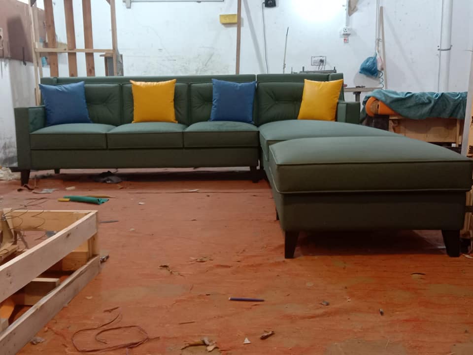 Rexine corner sofa