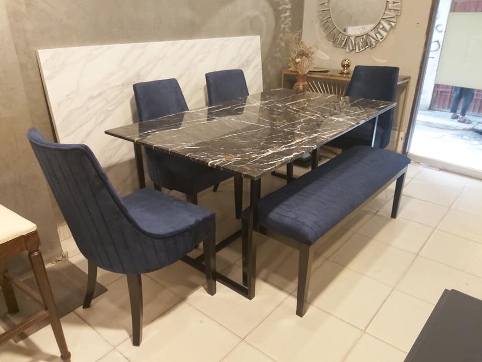 Metal base dining table