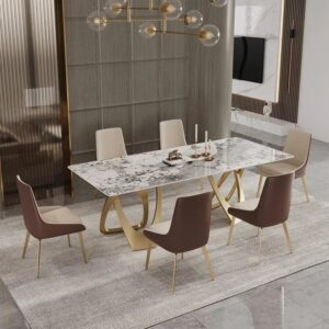 Metal marble dining set