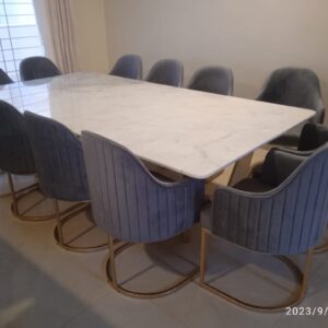 Metal & marble dining table set