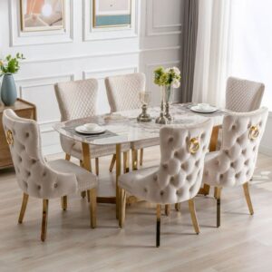 Steel & golden cushion dining table set