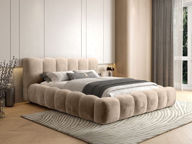Grey Buckley fabric bed