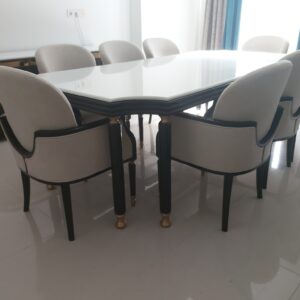 Eight chairs marble dining table set
