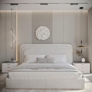 Luxury wooden fabric bed
