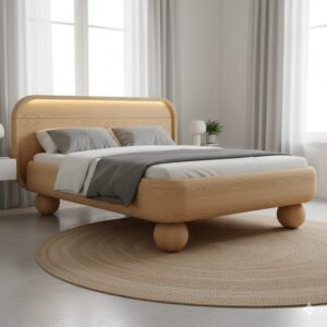 Oak wooden bed