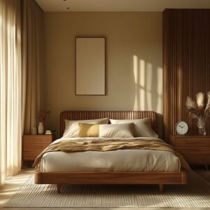 Luxury strip wooden bed