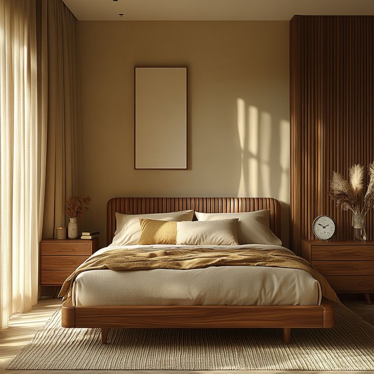 Luxury strip wooden bed