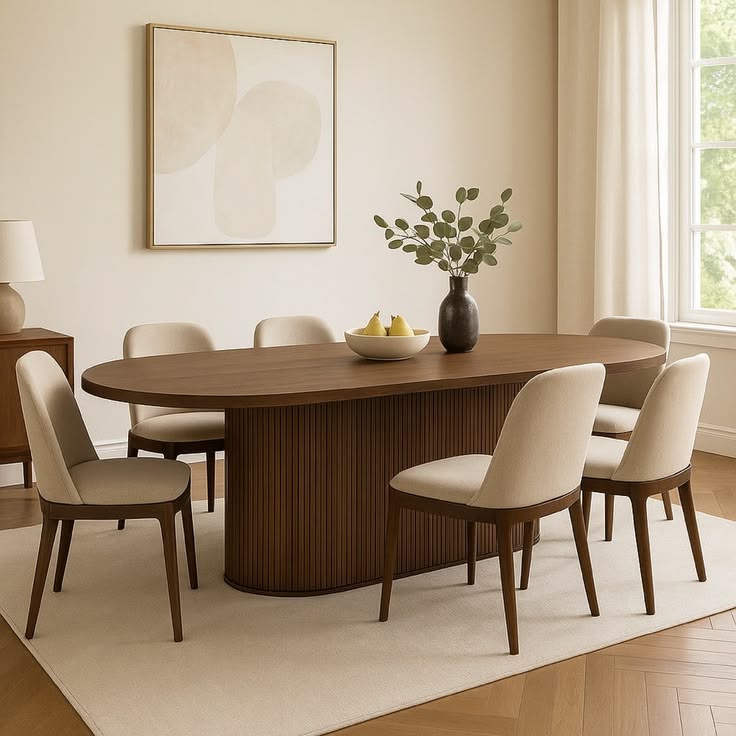 Strip wooden dining table set