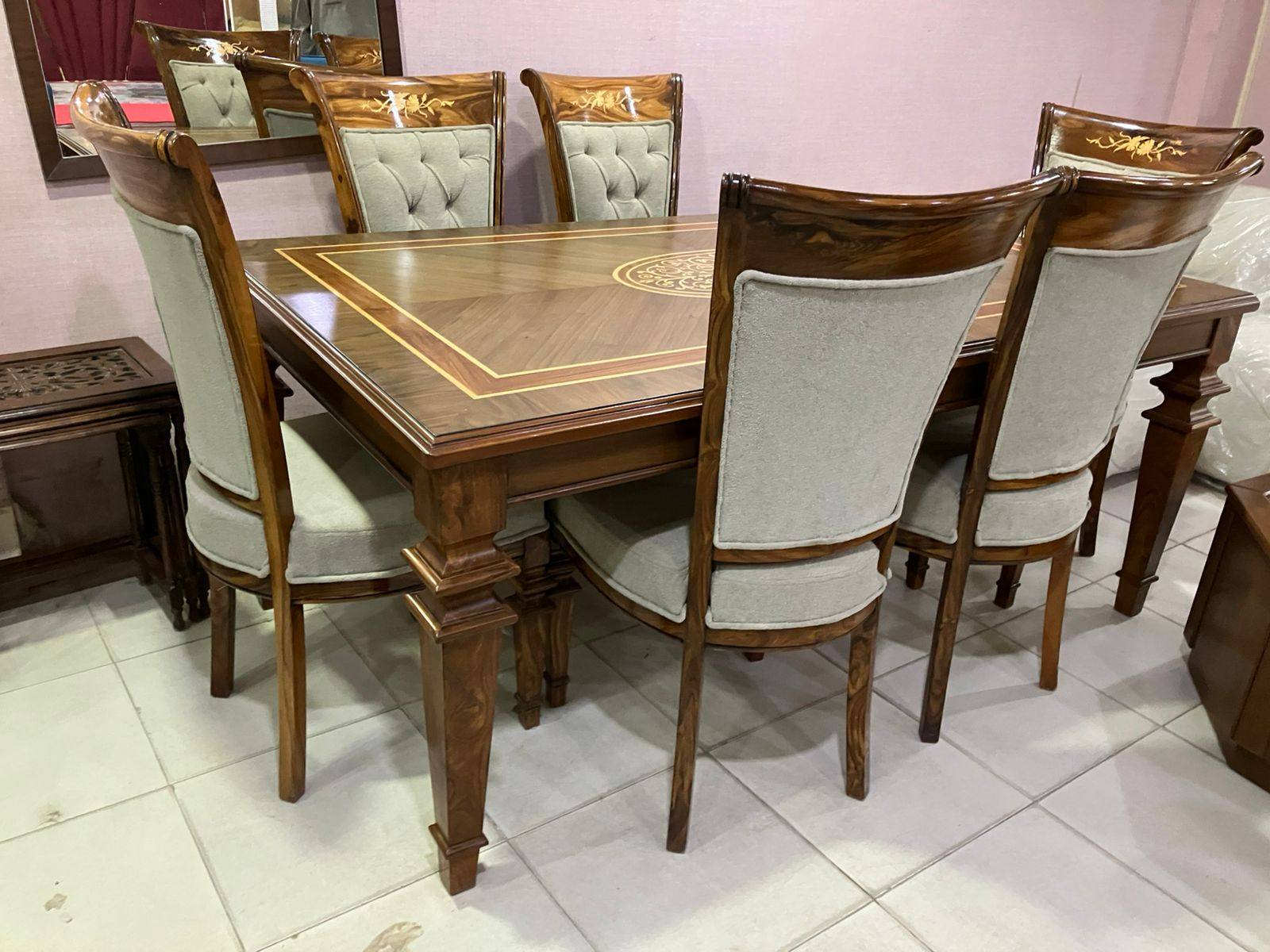Inlay wooden dining table