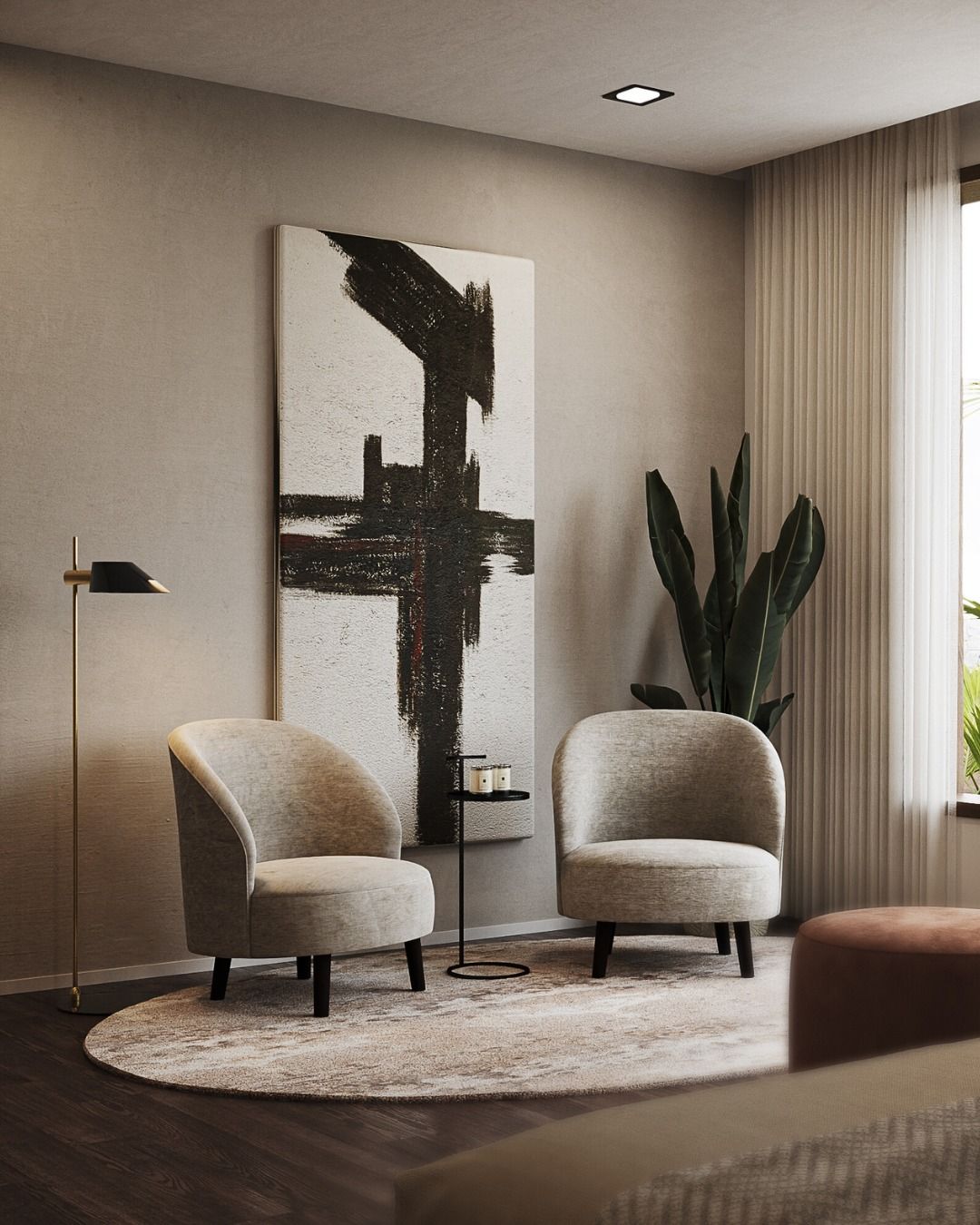 Wooden bedroom chair with metal table